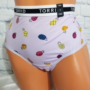 Torrid Pineapple Fruit Print Colorful Purple Cheeky Plus Size Panty 2X New